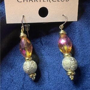 Charter Club Gold and Purple Drop Earrings